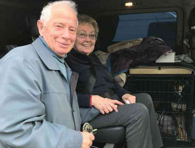 Henry, Maureen and Scamp, on their way from Javea in Alicante to Dawlish in S.Devon.